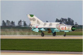 KPAAF Mikoyan-Gurevich MiG-21 lands after its display