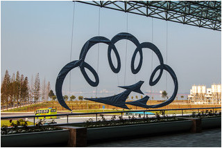 Wonsan Air Festival logo displayed outside the airport terminal